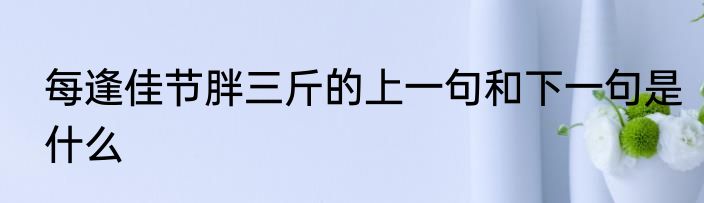 每逢佳节胖三斤的上一句和下一句是什么