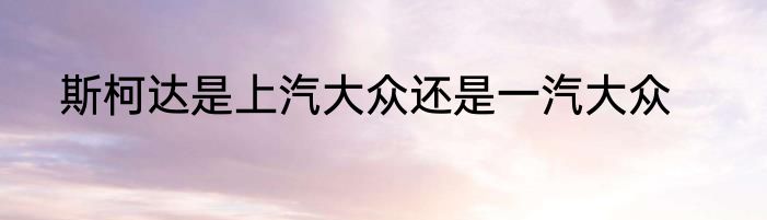斯柯达是上汽大众还是一汽大众