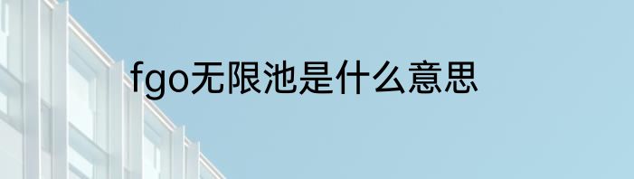 fgo无限池是什么意思