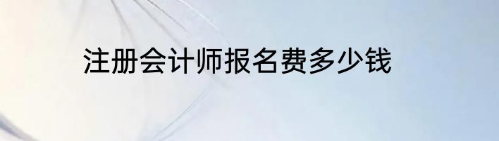 注册会计师报名费多少钱