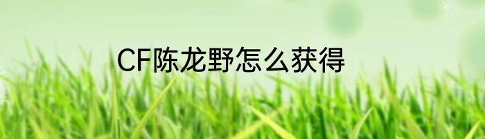 CF陈龙野怎么获得