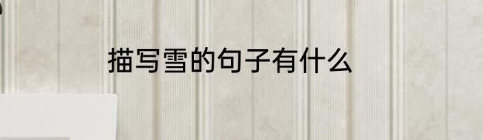 描写雪的句子有什么