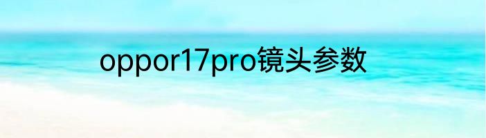 oppor17pro镜头参数