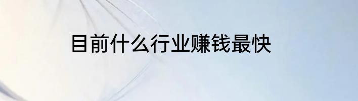 目前什么行业赚钱最快