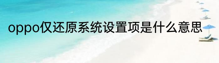 oppo仅还原系统设置项是什么意思
