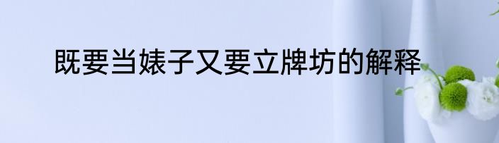 既要当婊子又要立牌坊的解释