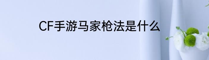 CF手游马家枪法是什么