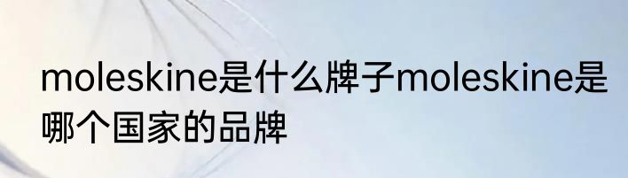 moleskine是什么牌子moleskine是哪个国家的品牌