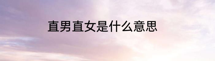 直男直女是什么意思