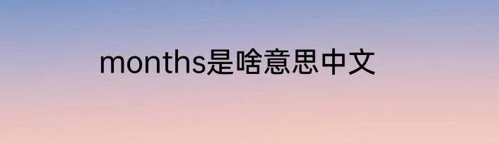 months是啥意思中文