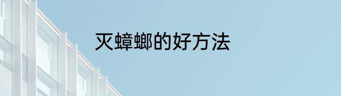 灭蟑螂的好方法