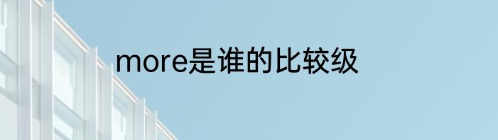 more是谁的比较级