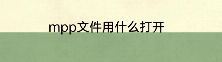 mpp文件用什么打开