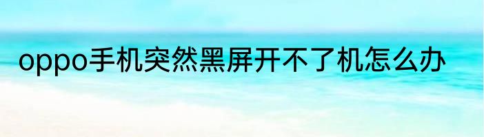 oppo手机突然黑屏开不了机怎么办