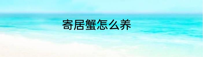寄居蟹怎么养
