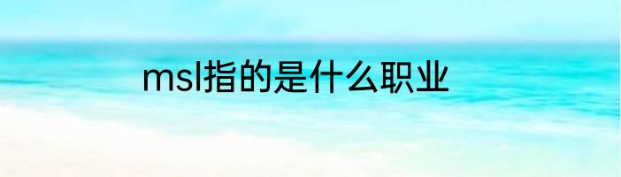 msl指的是什么职业