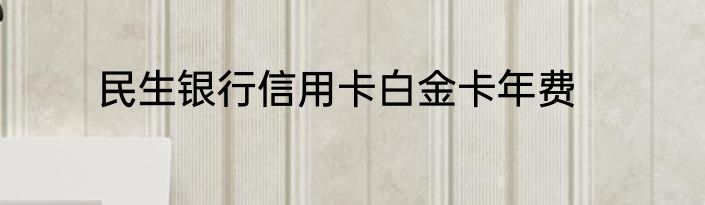 民生银行信用卡白金卡年费
