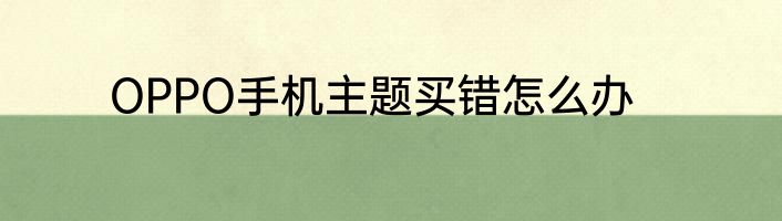 OPPO手机主题买错怎么办