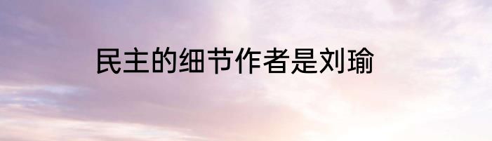 民主的细节作者是刘瑜