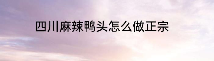 四川麻辣鸭头怎么做正宗