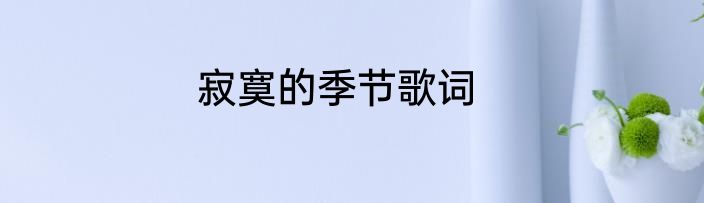 寂寞的季节歌词
