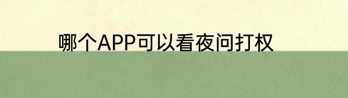 哪个APP可以看夜问打权