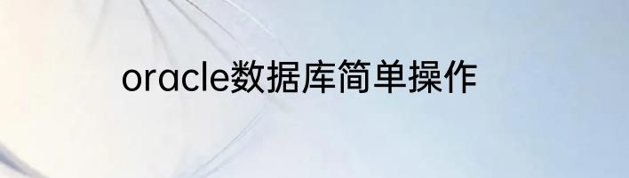 oracle数据库简单操作