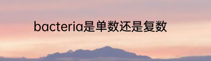 bacteria是单数还是复数