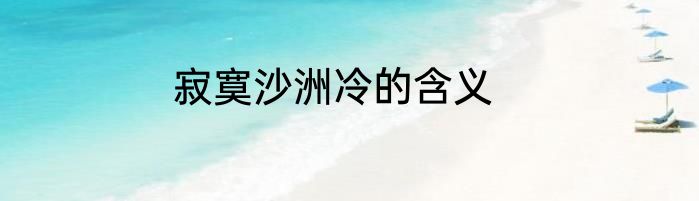 寂寞沙洲冷的含义