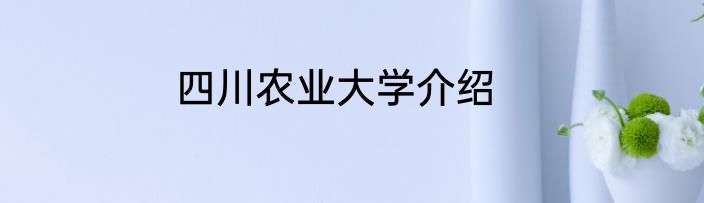 四川农业大学介绍