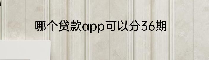 哪个贷款app可以分36期
