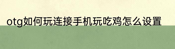 otg如何玩连接手机玩吃鸡怎么设置
