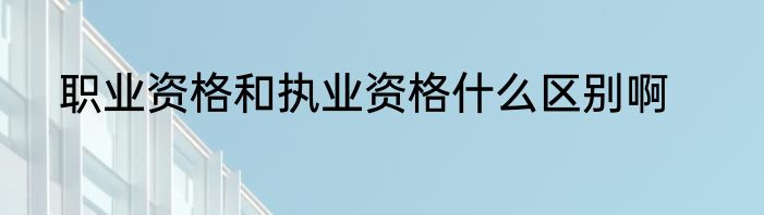 职业资格和执业资格什么区别啊