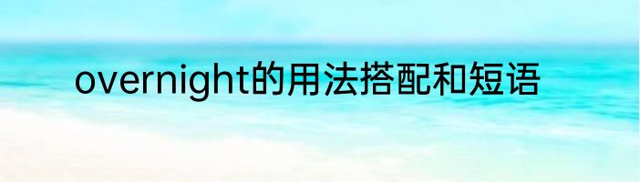 overnight的用法搭配和短语