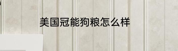 美国冠能狗粮怎么样