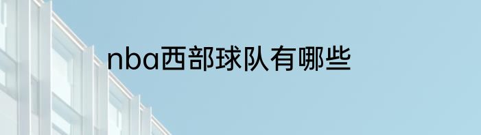nba西部球队有哪些