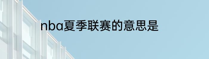 nba夏季联赛的意思是