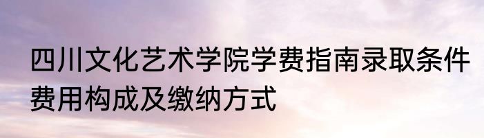四川文化艺术学院学费指南录取条件费用构成及缴纳方式
