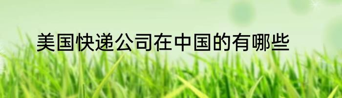 美国快递公司在中国的有哪些