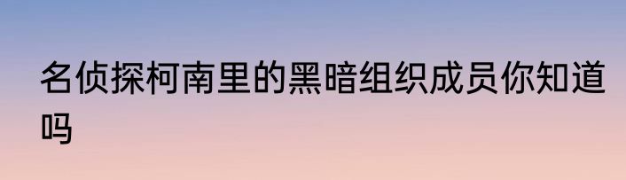 名侦探柯南里的黑暗组织成员你知道吗