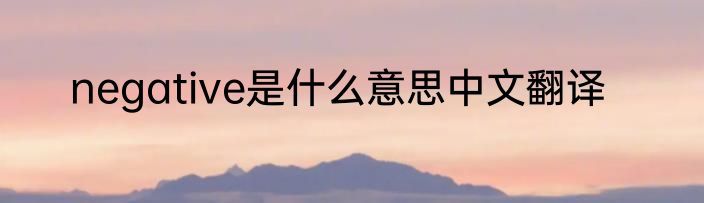 negative是什么意思中文翻译