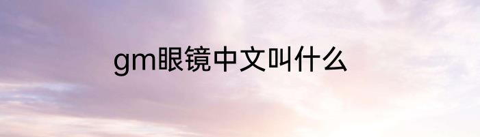gm眼镜中文叫什么