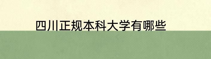 四川正规本科大学有哪些