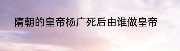 隋朝的皇帝杨广死后由谁做皇帝