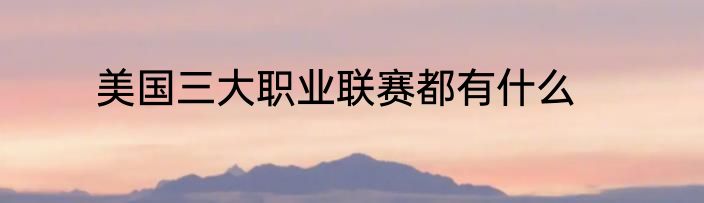 美国三大职业联赛都有什么