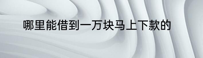 哪里能借到一万块马上下款的