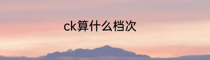 ck算什么档次