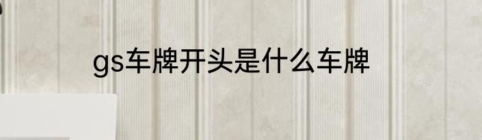 gs车牌开头是什么车牌