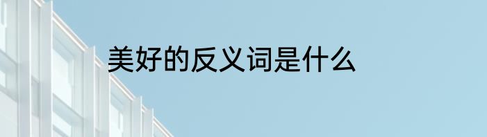 美好的反义词是什么