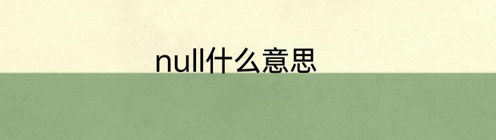 null什么意思